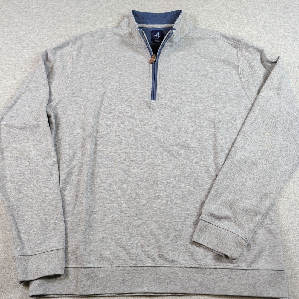Johnnie-O Mens Light Gray Quarter Zip Pullover JMKO1460 Cotton Lyocell Large